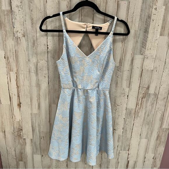 Speechless Dresses & Skirts - Speechless Blue Lace Overlay Open Back Party Dress
